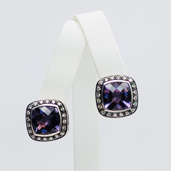 David Yurman Albion 11mm Amethyst Diamond Earrings  Moonlight Ice Collection. - Picture 4 of 9